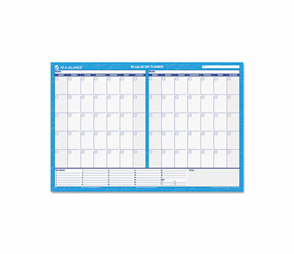 AAGPM33328 Recycled 30/60-Day Undated horizontal Erasable Wall Planner, 48 x 32, Blue/White By AT-A-GLANCE