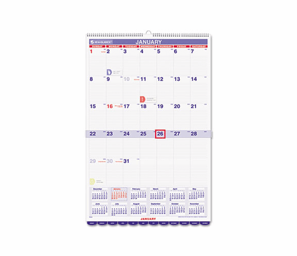 AAGPM3P28 Recycled Wall Calendar with Additional Features, 15-1/2 x 22-3/4, 2013 By AT-A-GLANCE
