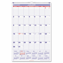 AAGPM428 Recycled Monthly Wall Calendar, Blue and Red, 20" x 30", 2013 By AT-A-GLANCE