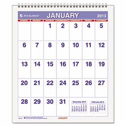 AAGPM528 Mini Monthly Wall Calendar, 6-1/2" x 7-1/2", White, 2013 By AT-A-GLANCE