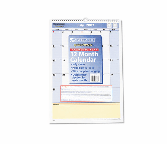 AAGPM5328 QuickNotes Recycled Monthly Wall Calendar, 12" x 17", 2012-2013 By AT-A-GLANCE