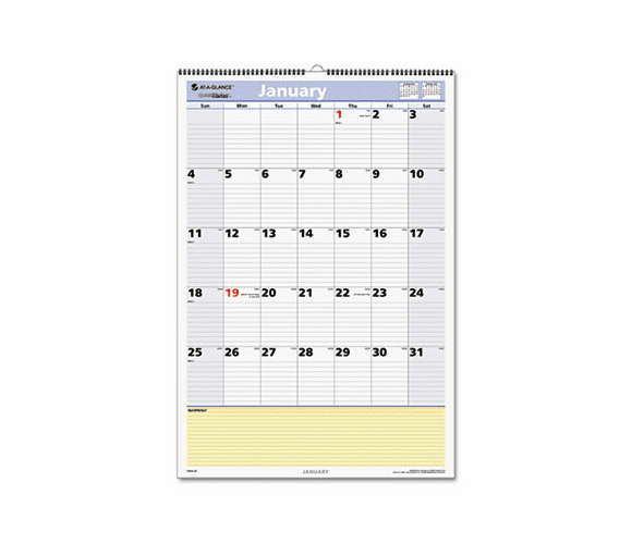 AAGPM5428 QuickNotes Recycled Wall Calendar, 15 1/2" x 22 3/4", 2013-2014 By AT-A-GLANCE