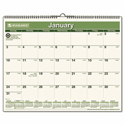 AAGPMG7728 Recycled Wall Calendar, Green, 15" x 12", 2013 By AT-A-GLANCE