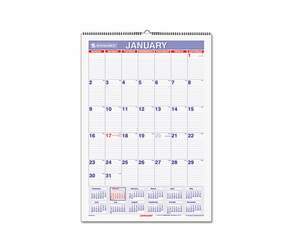 AAGPMLM0328 Recycled Monthly Erasable Wall Calendar, 15 1/2" x 22 3/4", 2013 By AT-A-GLANCE
