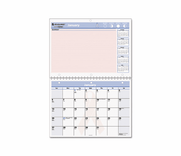 AAGPMPN5028 QuickNotes Special Edition Recycled Desk/Wall Calendar, 11" x 8", 2013 By AT-A-GLANCE