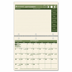 AAGSK16G16 Recycled Monthly Desk/Wall Calendar, 11 x 8-1/2, Cream/Green, 2012-2013 By AT-A-GLANCE
