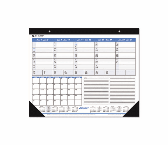 AAGSK62500 Recycled Weekly/Monthly Desk Pad, Blue and Black, 22" x 17", 2013 By AT-A-GLANCE