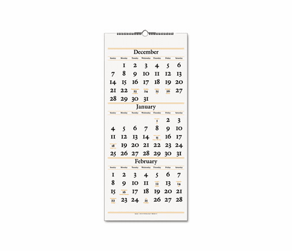 AAGSW11528 Recycled Three-Month Reference Wall Calendar, 12 1/4 x 27, 2012-2014 By AT-A-GLANCE