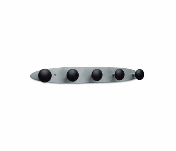 ABAPMB5 Wall Rack with Plastic Pegs, 24-7/8 x 2-1/2 x 2-7/8, Plastic, Black Hooks By ALBA