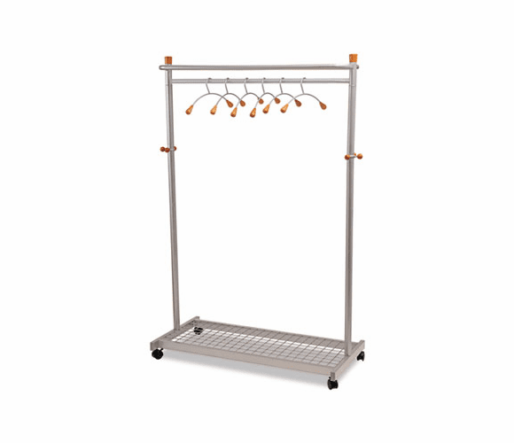 ABAPMLUX6 Two-Sided, Two-Shelf Coat Rack, Six Hangers/Six Hooks, Chrome, Mahogany By ALBA