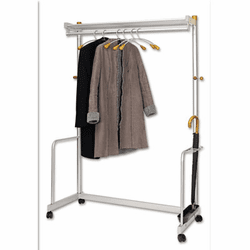 ABAPMLUXWL6 One-Shelf Coat Rack w/Umbrella Holder, Chrome, Metallic Gray By ALBA