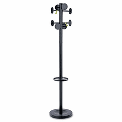 ABAPMSTAN3N Stan3 Coat Rack, Powder Coat Black, Steel, Stand Alone Rack, Eight Knobs By ALBA