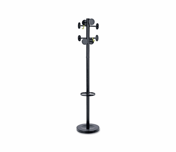 ABAPMSTAN3N Stan3 Coat Rack, Powder Coat Black, Steel, Stand Alone Rack, Eight Knobs By ALBA