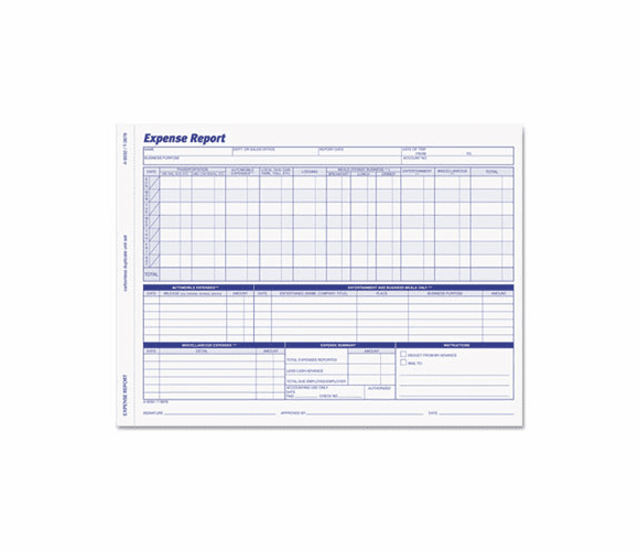 ABF9032 Weekly Expense Report Forms, Two-Part Carbonless 11 x 8 1/2, Two-Part, 50/Pack By CARDINAL BRANDS INC.