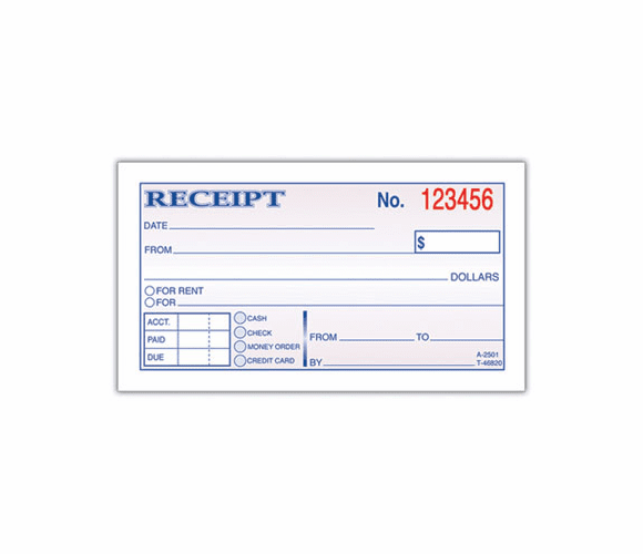 ABFDC2501 Receipt Book, 2 3/4 x 5 3/8, Two-Part, 50 Forms By CARDINAL BRANDS INC.