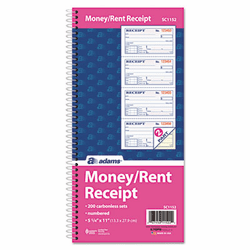 ABFSC1152 Two-Part Rent Receipt Book, 2 3/4 x 4 3/4, Two-Part Carbonless, 200 Forms By CARDINAL BRANDS INC.