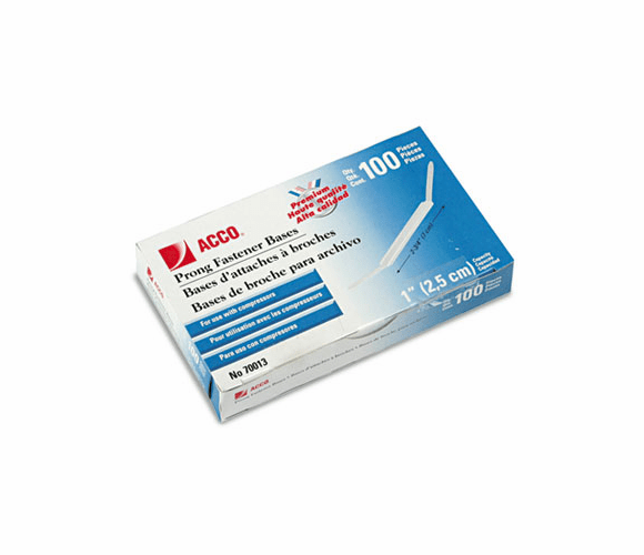 ACC70013 Prong Bases for Two-Piece Paper File Fasteners, One Inch Capacity, 100/Box By ACCO BRANDS, INC.