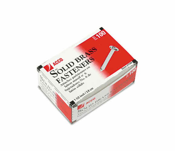 ACC71506 Brass Prong Paper File Fasteners, 1-1/2 Inch Length, 100/Box By ACCO BRANDS, INC.