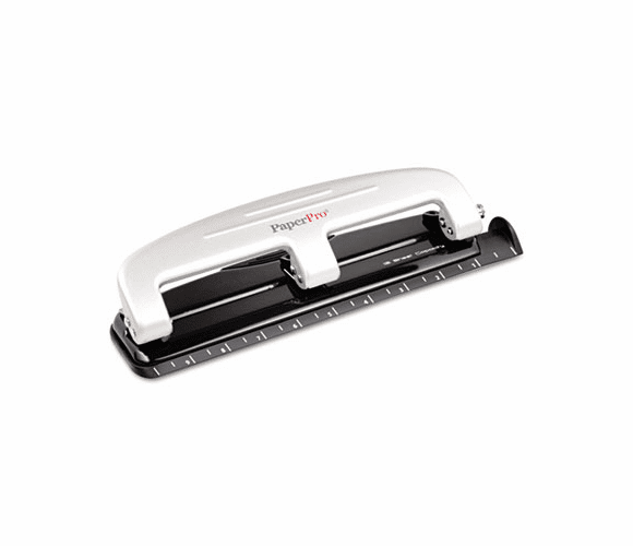 ACI2101 12-Sheet Capacity Three-Hole Punch, Rubber Base, Gray By ACCENTRA, INC.