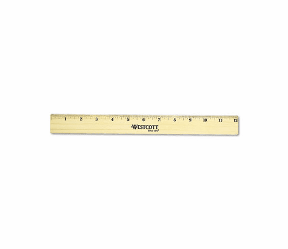 ACM05221 Flat Wood Ruler w/Two Double Brass Edges, 12", Clear Lacquer Finish By ACME UNITED CORPORATION