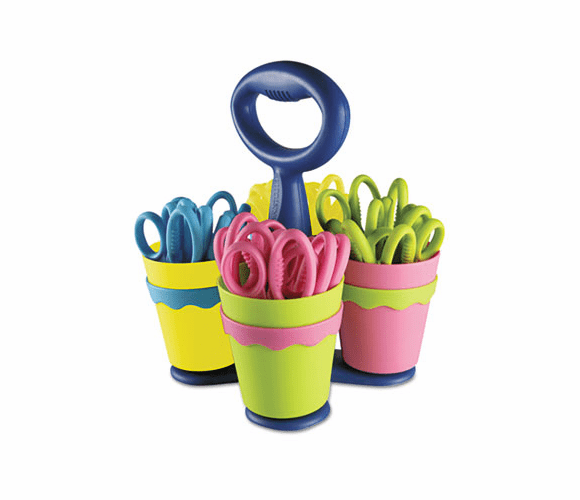 ACM14755 School Scissor Caddy and 25 Kids Scissors With Microban, 5" Pointed By ACME UNITED CORPORATION
