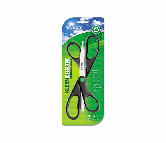 ACM15179 KleenEarth Recycled Scissors, 8", Black, 2/PK By ACME UNITED CORPORATION