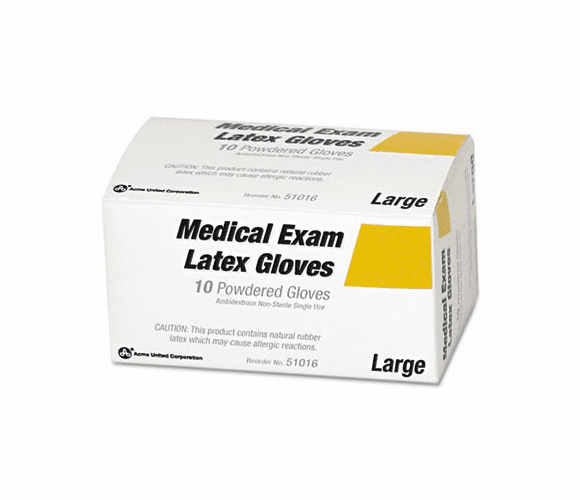 ACM51016 Acme United Powdered Latex Medical Exam Gloves, Package of 10, Large By ACME UNITED CORPORATION