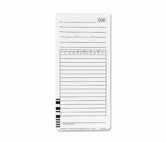 Acroprint 09-9111-000 Totalizing Payroll Recorder Time Cards ES1010, Pack of 100 Cards, Numbered, Employee Signature Line