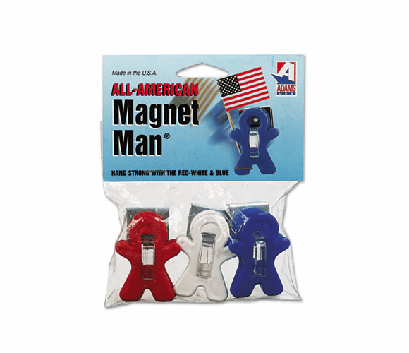 ADM3303523241 Magnet Man Clip, Plastic, Assorted Colors, 3/Pack By ADAMS MANUFACTURING CORP.