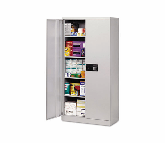 ALE80362 Quick-Assemble Electronic Lock Cabinet, 36w x 18d x 72h, Light Gray By ALERA