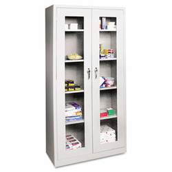 ALE80407 Assembled Storage Cabinet w/See-Thru Doors, 36w x 18d x 72h, Light Gray By ALERA