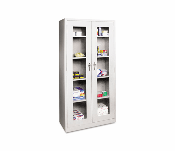ALE80407 Assembled Storage Cabinet w/See-Thru Doors, 36w x 18d x 72h, Light Gray By ALERA