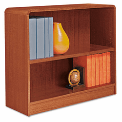 ALEBCR23036MC Radius Corner Wood Veneer Bookcase, 2-Shelf, 35-3/8 x 11-3/4 x 30, Medium Cherry By ALERA