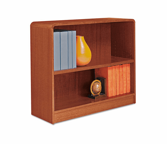 ALEBCR23036MC Radius Corner Wood Veneer Bookcase, 2-Shelf, 35-3/8 x 11-3/4 x 30, Medium Cherry By ALERA