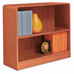 ALEBCR23036MO Radius Corner Wood Veneer Bookcase, 2-Shelf, 35-3/8w x 11-3/4d x 30h, Medium Oak By ALERA
