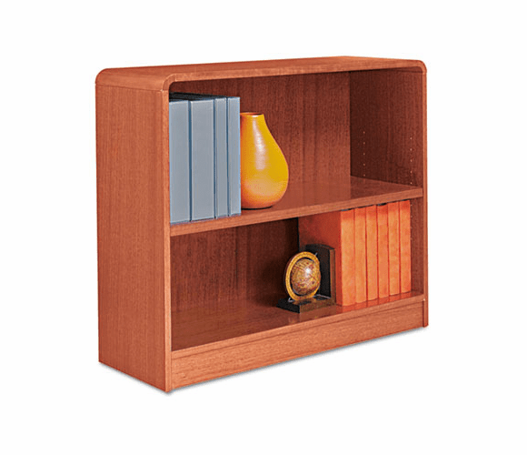ALEBCR23036MO Radius Corner Wood Veneer Bookcase, 2-Shelf, 35-3/8w x 11-3/4d x 30h, Medium Oak By ALERA