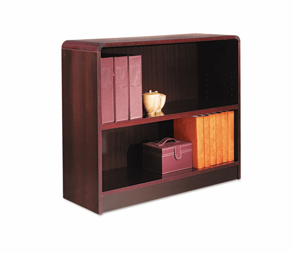 ALEBCR23036MY Radius Corner Bookcase, Wood Veneer, 2-Shelf, 35-3/8w x 11-3/4d x 30h, Mahogany By ALERA