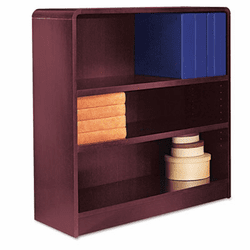 ALEBCR33636MY Radius Corner Bookcase, Wood Veneer, 3-Shelf, 35-3/8w x 11-3/4d x 36h, Mahogany By ALERA