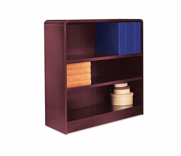ALEBCR33636MY Radius Corner Bookcase, Wood Veneer, 3-Shelf, 35-3/8w x 11-3/4d x 36h, Mahogany By ALERA