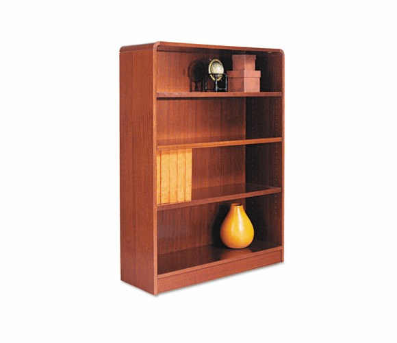 ALEBCR44836MC Radius Corner Wood Veneer Bookcase, 4-Shelf, 35-3/8 x 11-3/4 x 48, Medium Cherry By ALERA