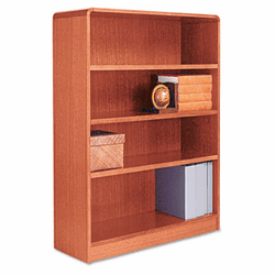ALEBCR44836MO Radius Corner Wood Veneer Bookcase, 4-Shelf, 35-3/8 x 11-3/4 x 48, Medium Oak By ALERA