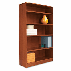 ALEBCR56036MC Radius Corner Wood Veneer Bookcase, 5-Shelf, 35-3/8 x 11-3/4 x 60, Medium Cherry By ALERA