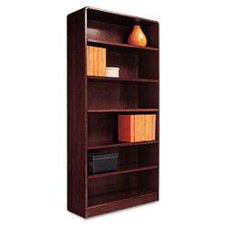 ALEBCR67236MY Radius Corner Bookcase, Wood Veneer, 6-Shelf, 35-3/8w x 11-3/4d x 72h, Mahogany By ALERA