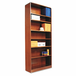 ALEBCR78436MC Radius Corner Wood Veneer Bookcase, 7-Shelf, 35-3/8 x 11-3/4 x 84, Medium Cherry By ALERA
