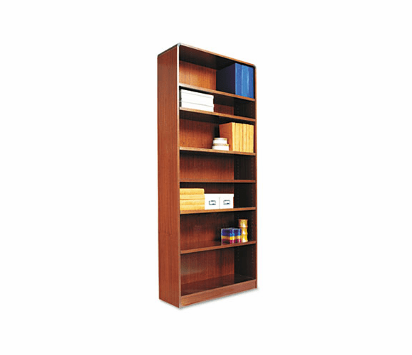 ALEBCR78436MC Radius Corner Wood Veneer Bookcase, 7-Shelf, 35-3/8 x 11-3/4 x 84, Medium Cherry By ALERA