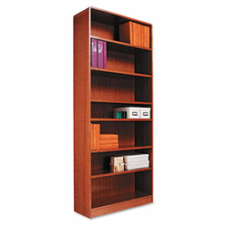 ALEBCR78436MO Radius Corner Bookcase, Wood Veneer, 7-Shelf, 35-3/8 x 11-3/4 x 84, Medium Oak By ALERA