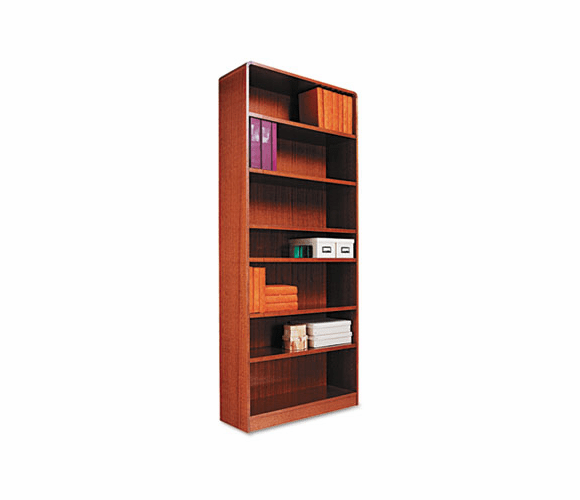 ALEBCR78436MO Radius Corner Bookcase, Wood Veneer, 7-Shelf, 35-3/8 x 11-3/4 x 84, Medium Oak By ALERA