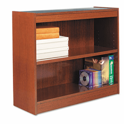 ALEBCS23036MC Square Corner Wood Veneer Bookcase, 2-Shelf, 35-3/8 x 11-3/4 x 30, Medium Cherry By ALERA