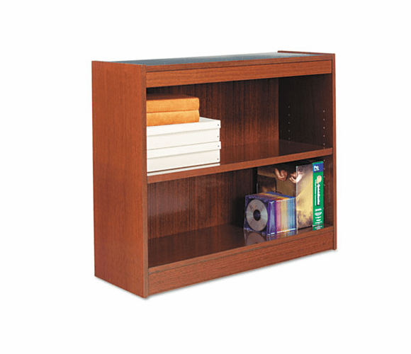 ALEBCS23036MC Square Corner Wood Veneer Bookcase, 2-Shelf, 35-3/8 x 11-3/4 x 30, Medium Cherry By ALERA