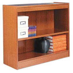 ALEBCS23036MO Square Corner Wood Veneer Bookcase, 2-Shelf, 35-3/8w x 11-3/4d x 30h, Medium Oak By ALERA